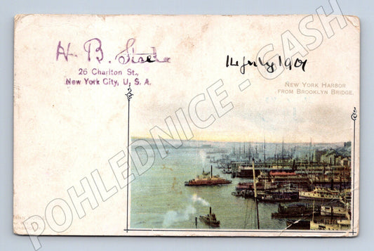 Pohlednice New York přístav Brooklyn Bridge 1904 (M18133)