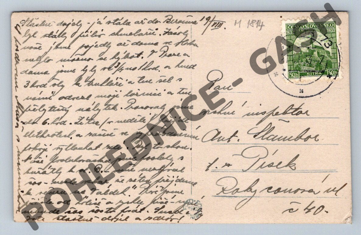 Pohlednice Kostelec 1933 zn raz (M1814)