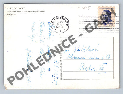 Pohlednice Karlovy Vary kolonáda 1959 česko sovětské (M1815)