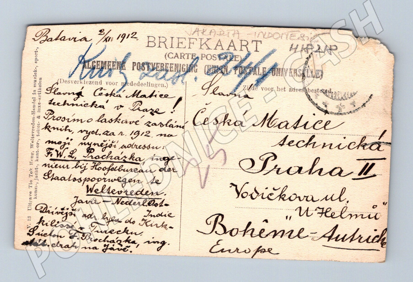 Pohlednice Batavia Jakarta lóže De Ster 1912 (M18218)