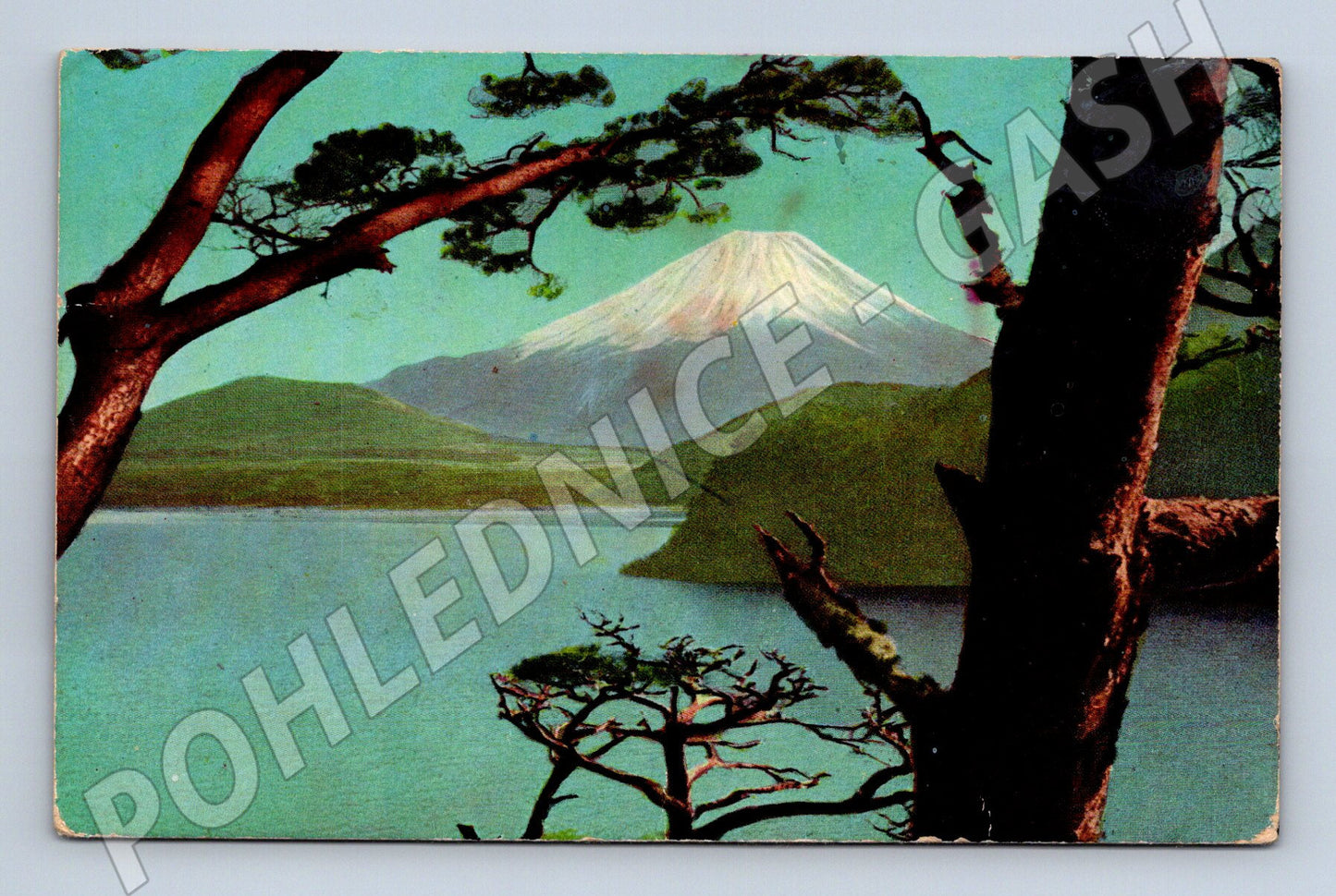 Pohlednice Mt Fuji jezero Motosu Japonsko 1957 (M18222)