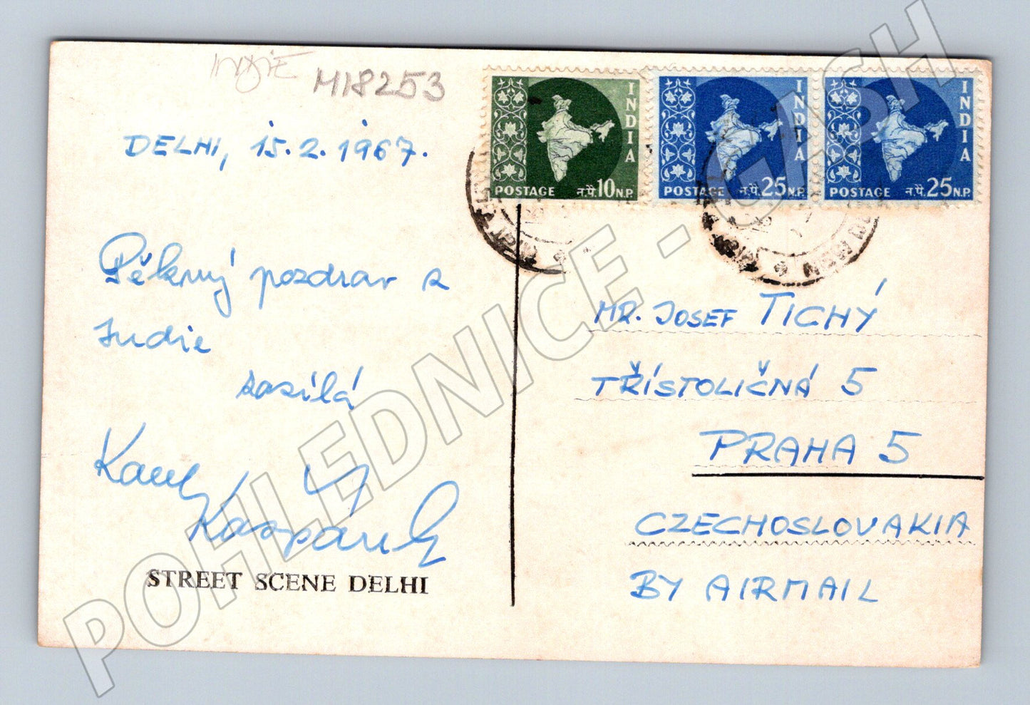 Pohlednice Dillí Indie uliční scéna 1967 (M18253)