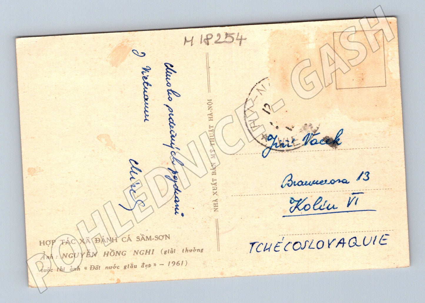 Pohlednice Vietnam rybáři Sầm Sơn 1961 (M18254)