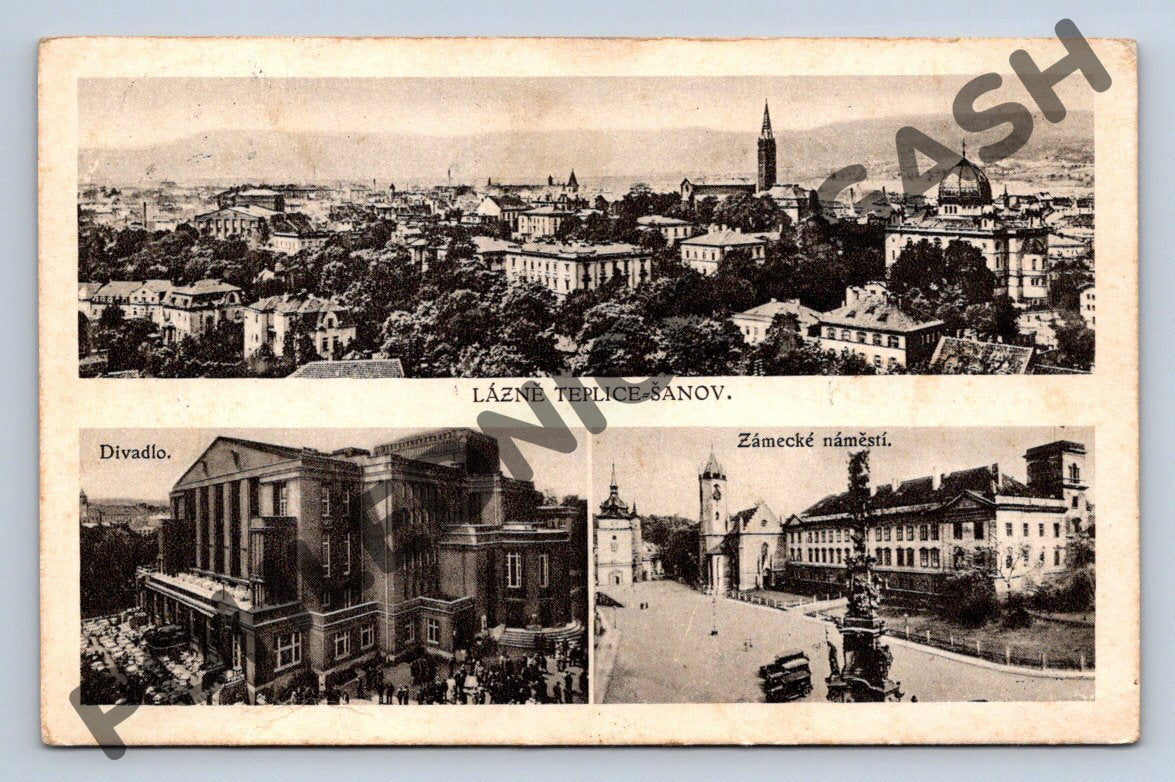 Pohlednice Teplice Šanov divadlo Zámecké náměstí ČSR (M1830)