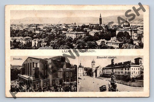Pohlednice Teplice Šanov divadlo Zámecké náměstí ČSR (M1830)