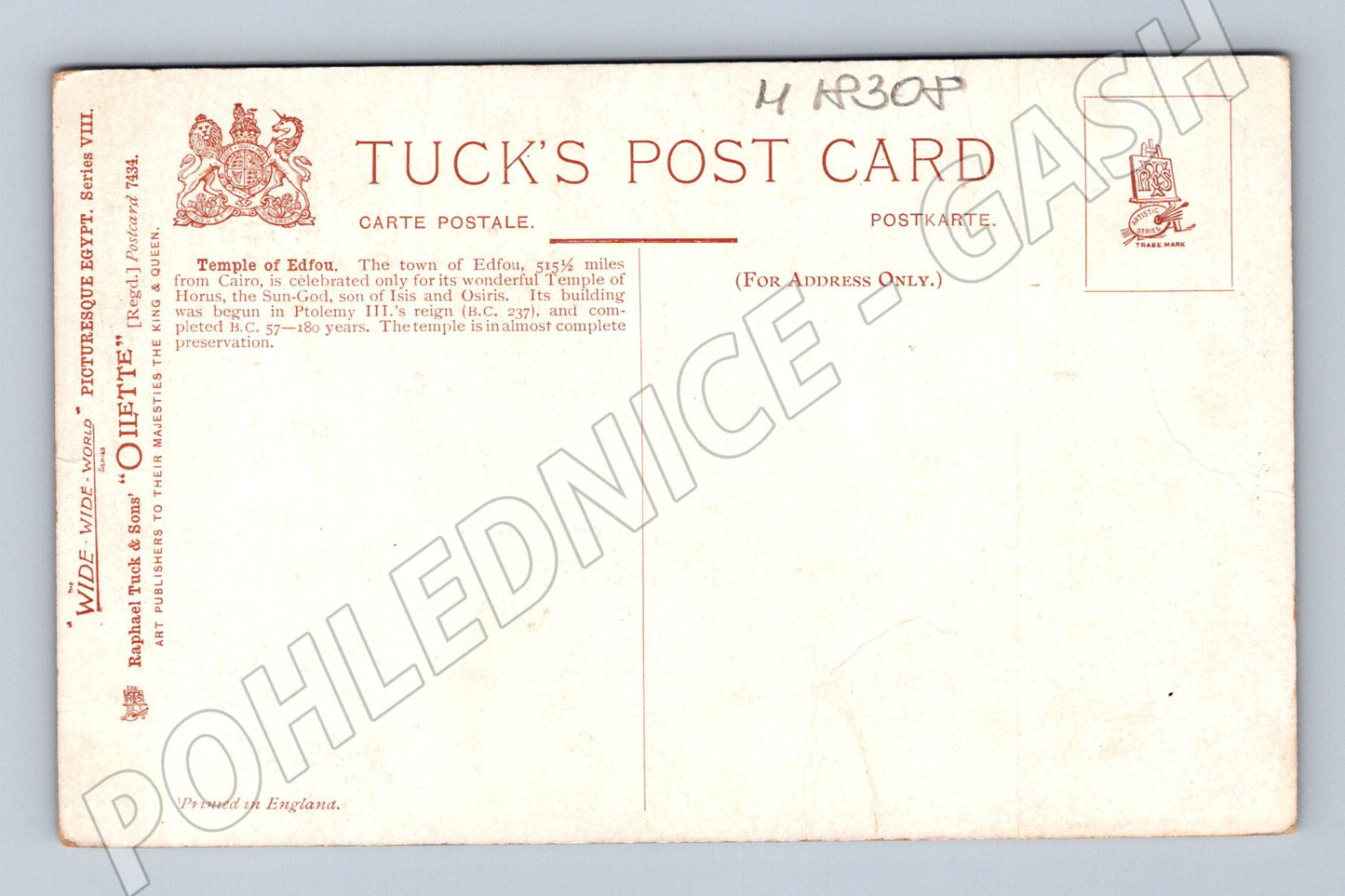 Pohlednice Egypt Temple of Edfou Tuck (M18308)