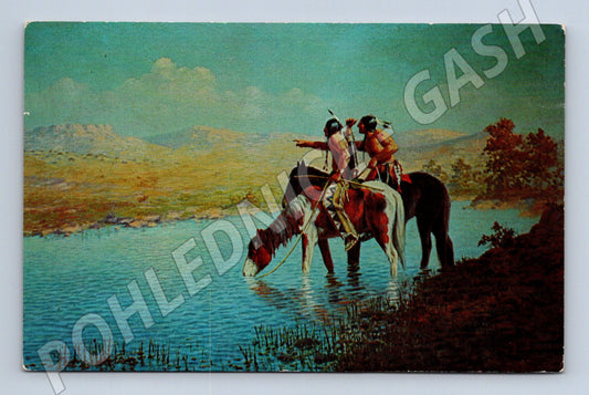 Pohlednice Severní Amerika indiáni na koních (M18324)