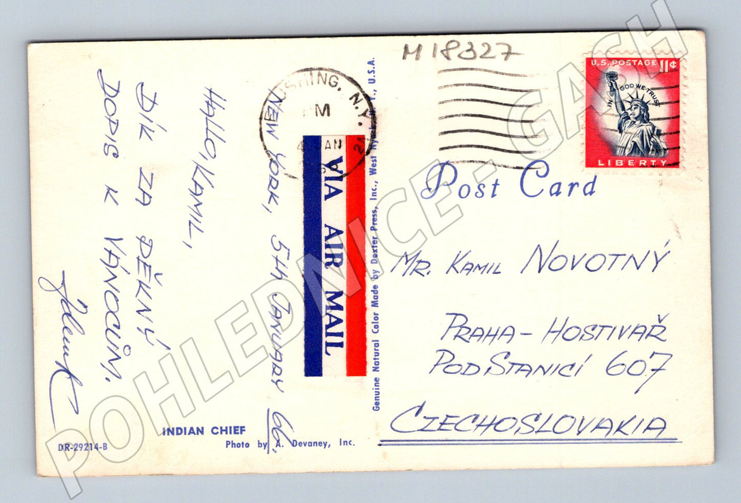 Pohlednice Indiánský náčelník USA 1964 (M18327)