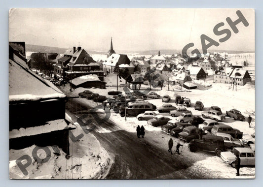 Pohlednice Boží Dar zimní Krušné hory auta (M1833)