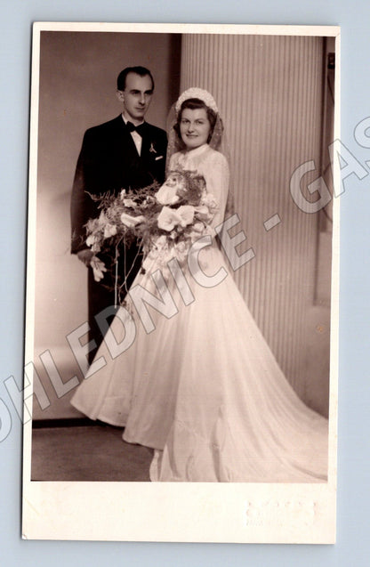 Pohlednice portrét novomanželé čb (M18344)