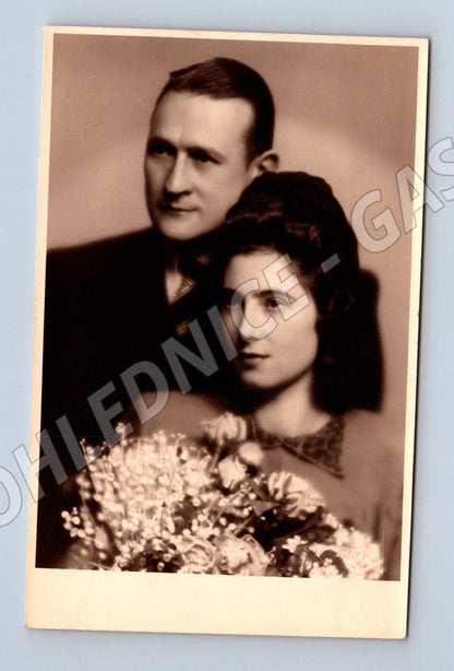 Pohlednice portrét muž a žena svatební (M18367)