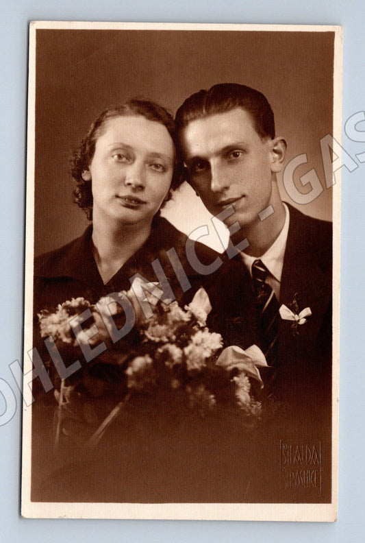 Pohlednice mladý pár Vyškov svatba (M18368)