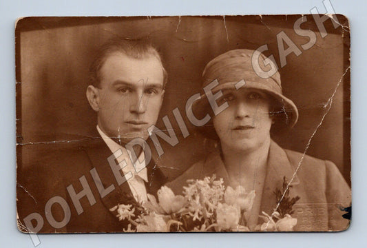 Pohlednice portrét muž a žena Přibyl Praha (M18372)
