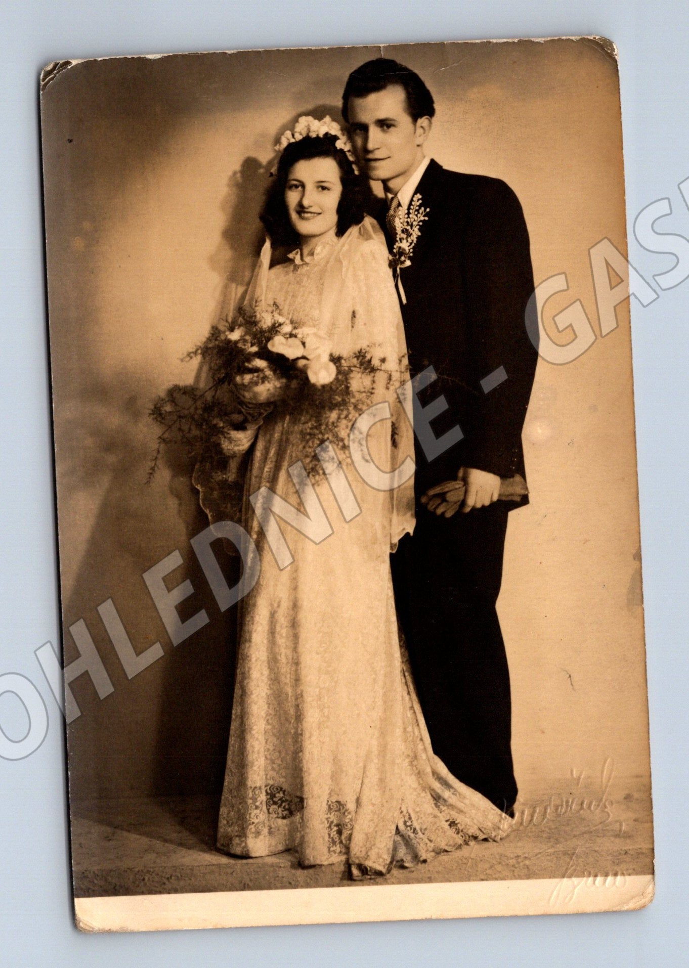 Pohlednice svatba 19 března 1949 (M18378)