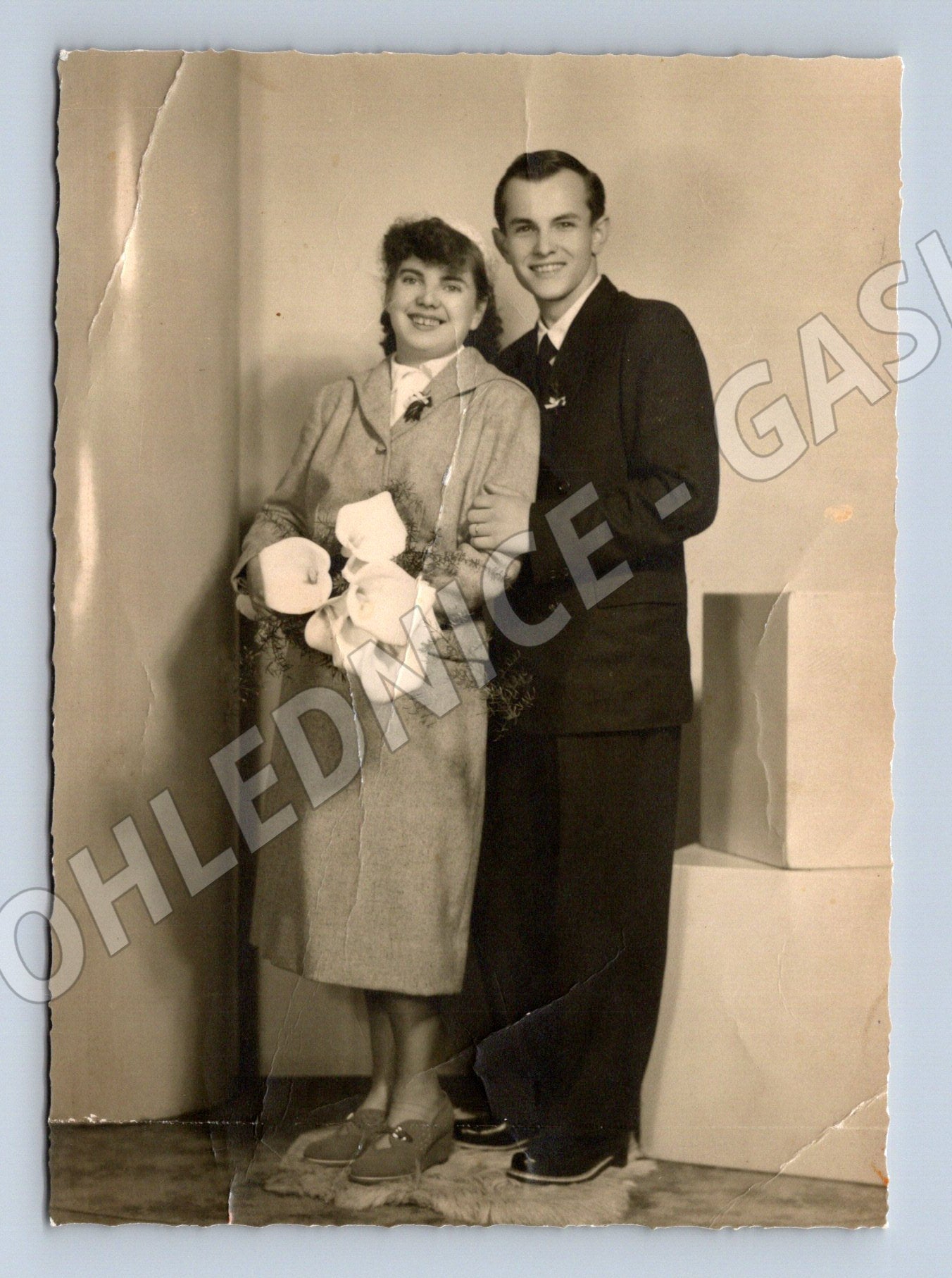 Pohlednice svatební rodinná před 1950 (M18383)