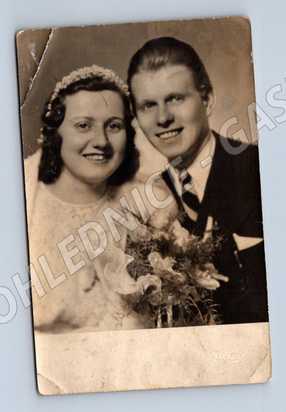 Pohlednice svatební portrét 1959 (M18389)