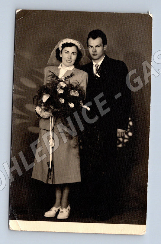 Pohlednice svatební portrét historická čb (M18403)