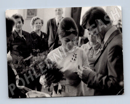 Pohlednice svatební obřad vintage čb (M18426)