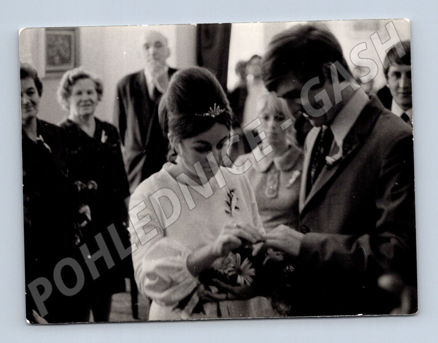 Pohlednice svatební výměna prstenů ČR čb (M18432)