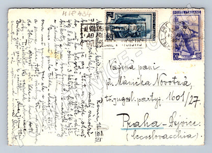 Pohlednice čb portrét dívky s hračkou Itálie 1957 (M18434)