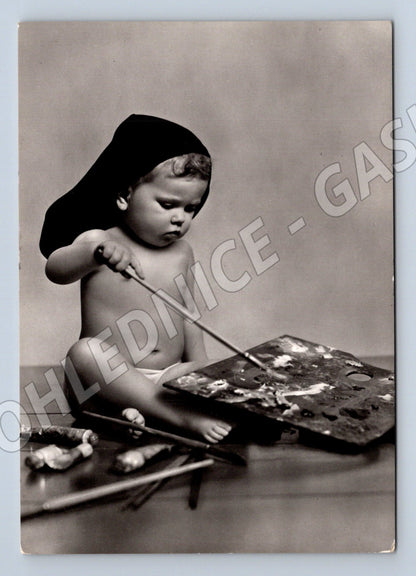 Pohlednice umělecká dítě malíř Fotocelere Torino (M18440)