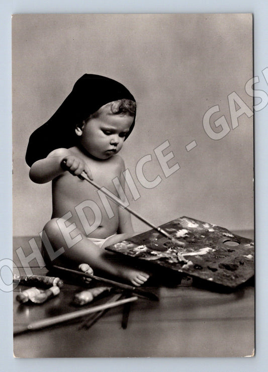 Pohlednice umělecká dítě malíř Fotocelere Torino (M18440)