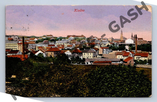 Pohlednice Kladno kolorovaná 1920 (M1846)