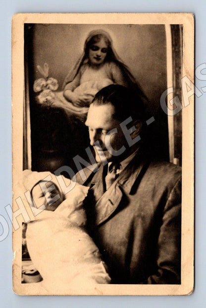 Pohlednice 1948 muž s dítětem osobnost originál (M18460)