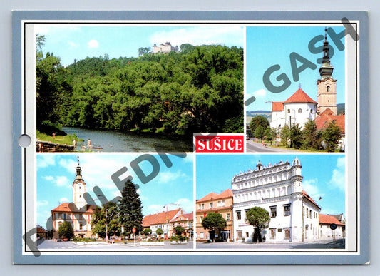 Pohlednice Sušice památky a řeka Otava velký formát (M185)