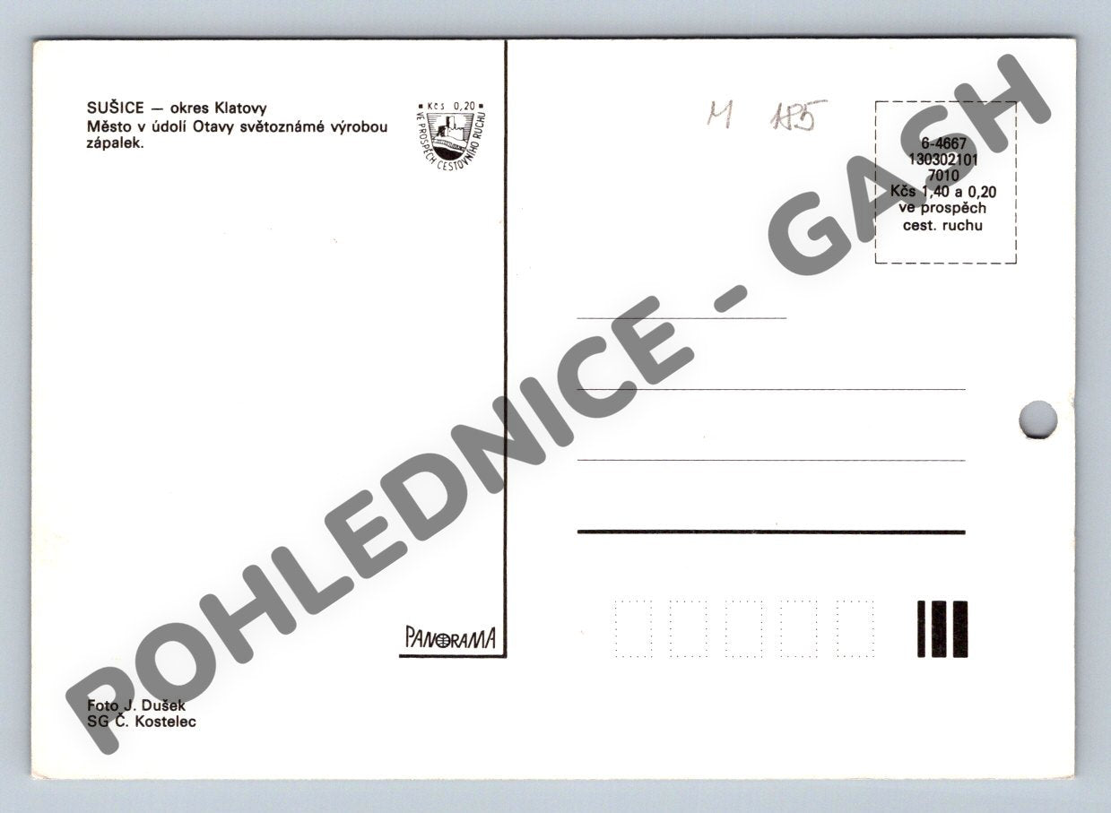 Pohlednice Sušice památky a řeka Otava velký formát (M185)