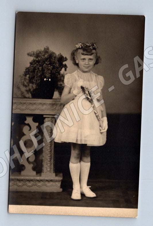 Pohlednice portrét dívky s věnováním 1954 (M18534)