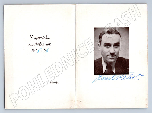 Pohlednice pamětní portrét s věnováním 1945 46 (M18542)