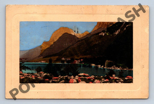 Pohlednice Alpy Švýcarsko jezero kolorovaná 1912 (M1869)