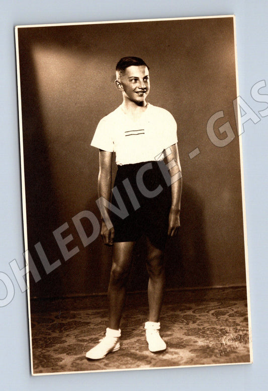 Pohlednice sportovec stará černobílá foto (M18701)