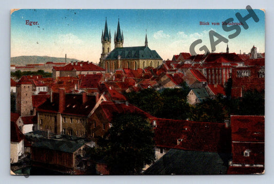Pohlednice Cheb Eger pohled na město 1920 (M1871)