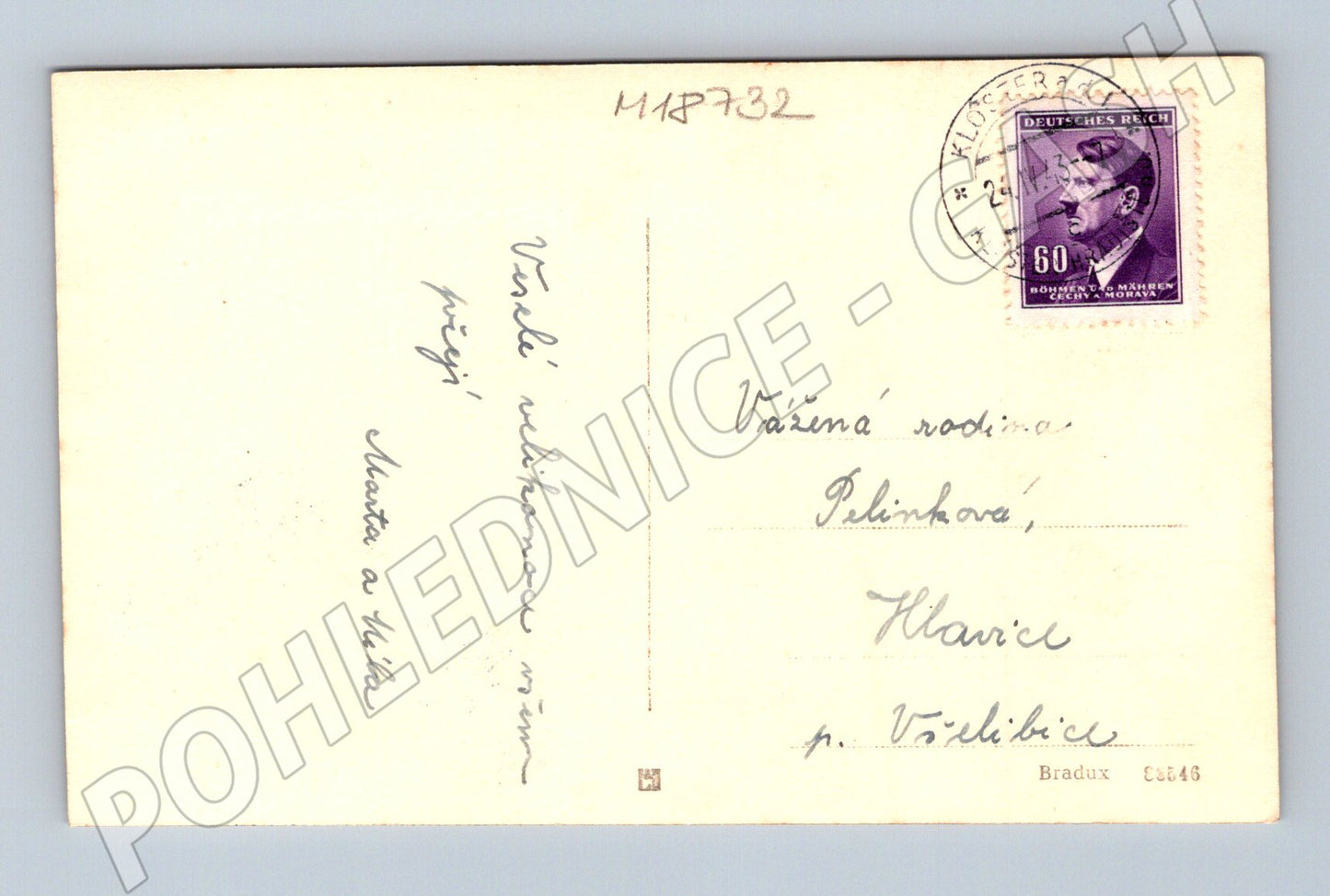 Pohlednice portrét ženy Protektorát 1943 (M18732)
