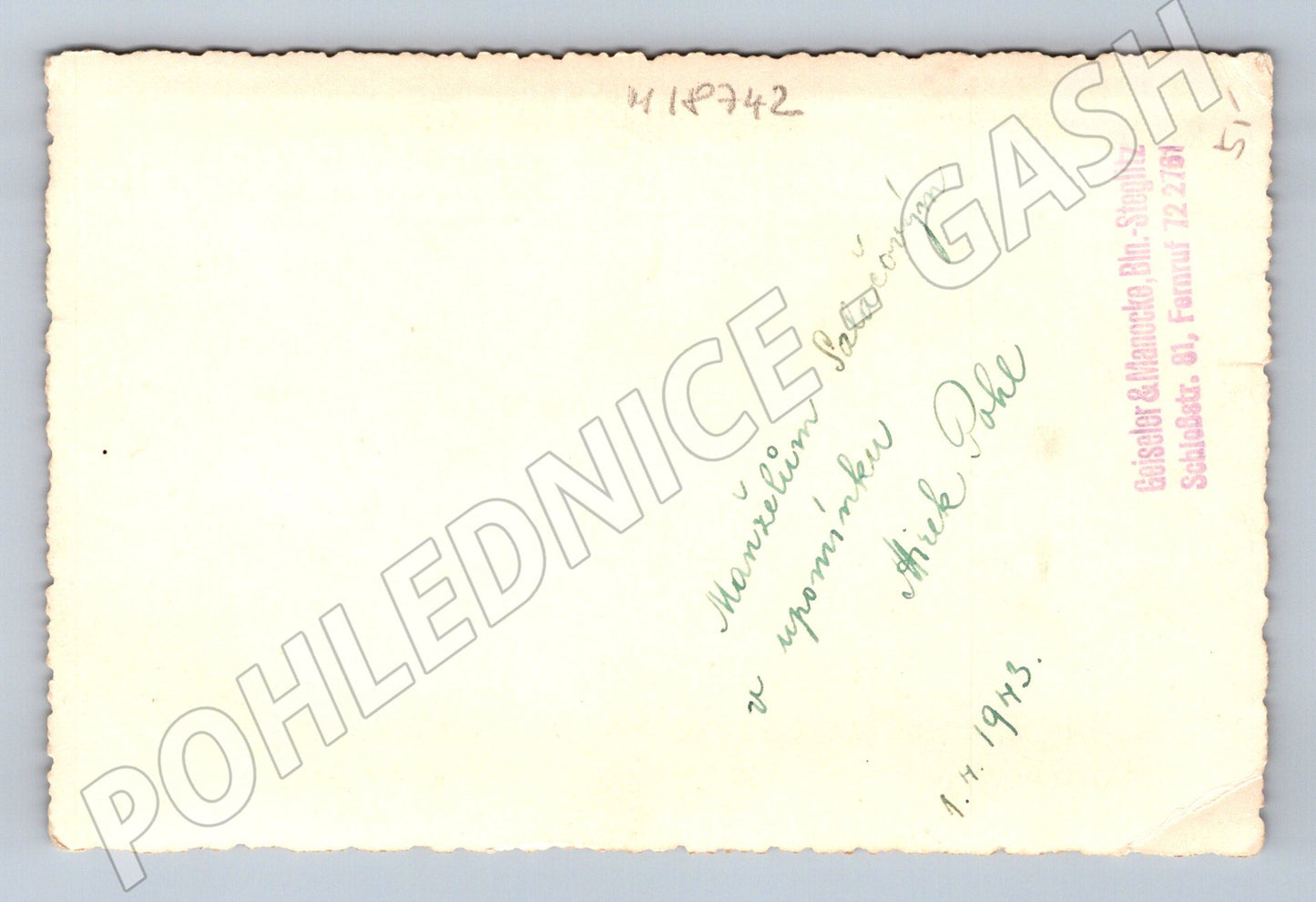 Pohlednice portrét věnování 1943 (M18742)