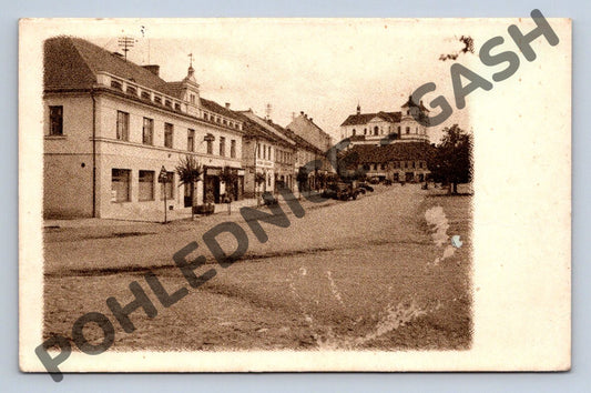 Pohlednice Přeštice náměstí ČB (M1895)