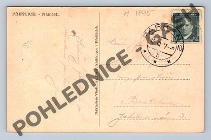 Pohlednice Přeštice náměstí ČB (M1895)