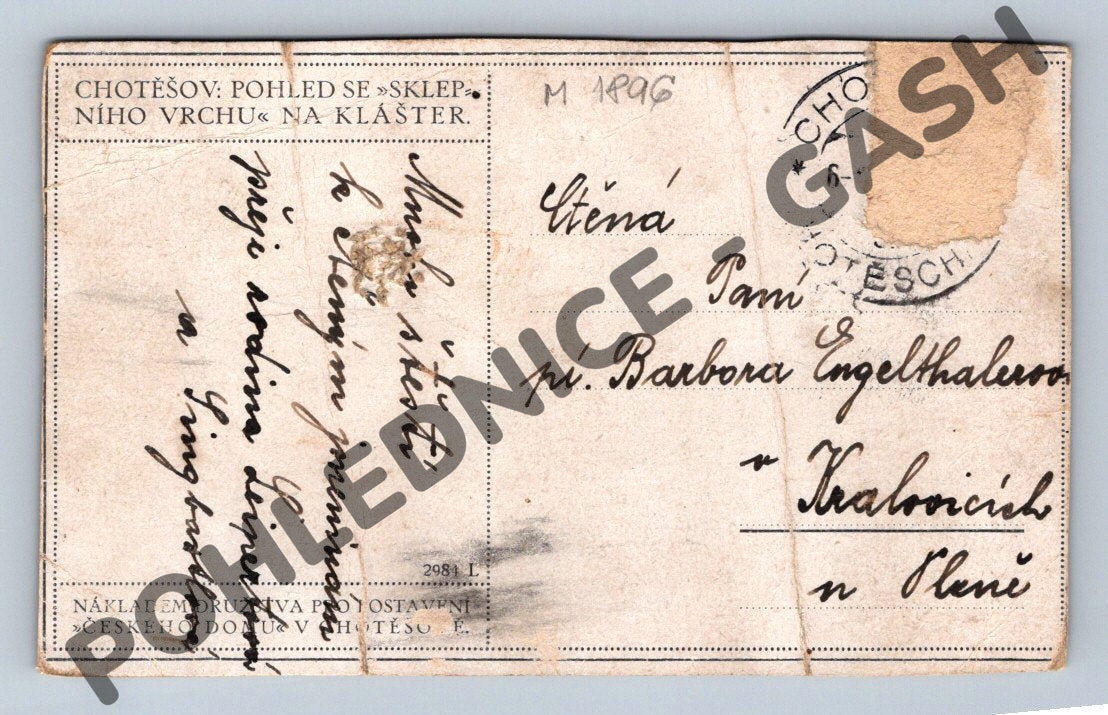 Pohlednice Chotěšov klášter (M1896)