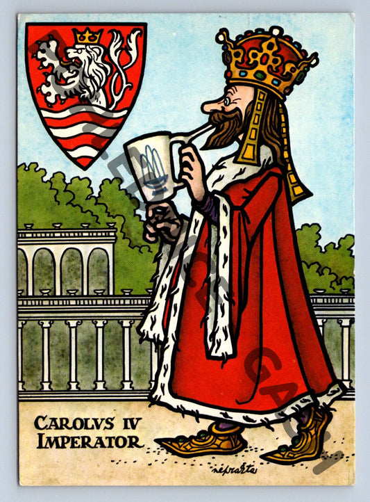 Pohlednice Karlovy Vary Karel IV malý formát 1974 (M1897)