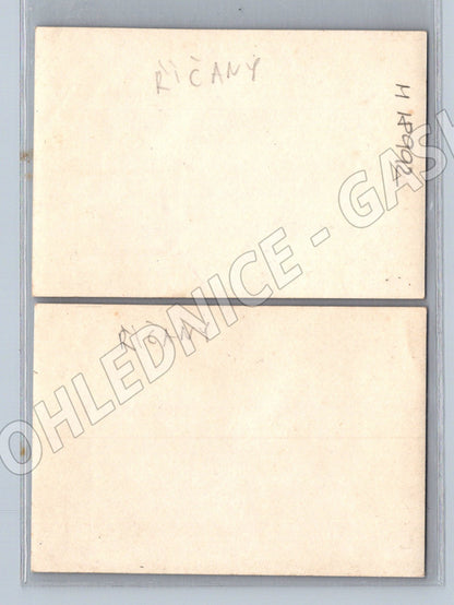 Pohlednice stereoskopická Říčany etnografie rozloučení (M18992)