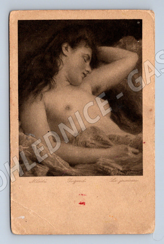 Pohlednice akt ženy podle Bukovace secesní cca 1900 (M19018)
