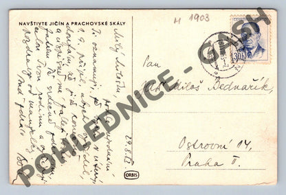 Pohlednice Jičín 650 let městem kresba věže 1952 PP (M1903)
