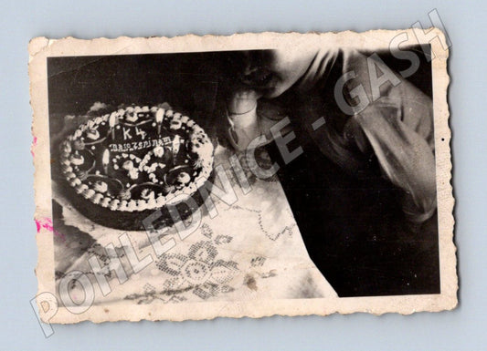 Pohlednice narozeninový dort ručně psaná cca 1 pol 20 stol (M19080)