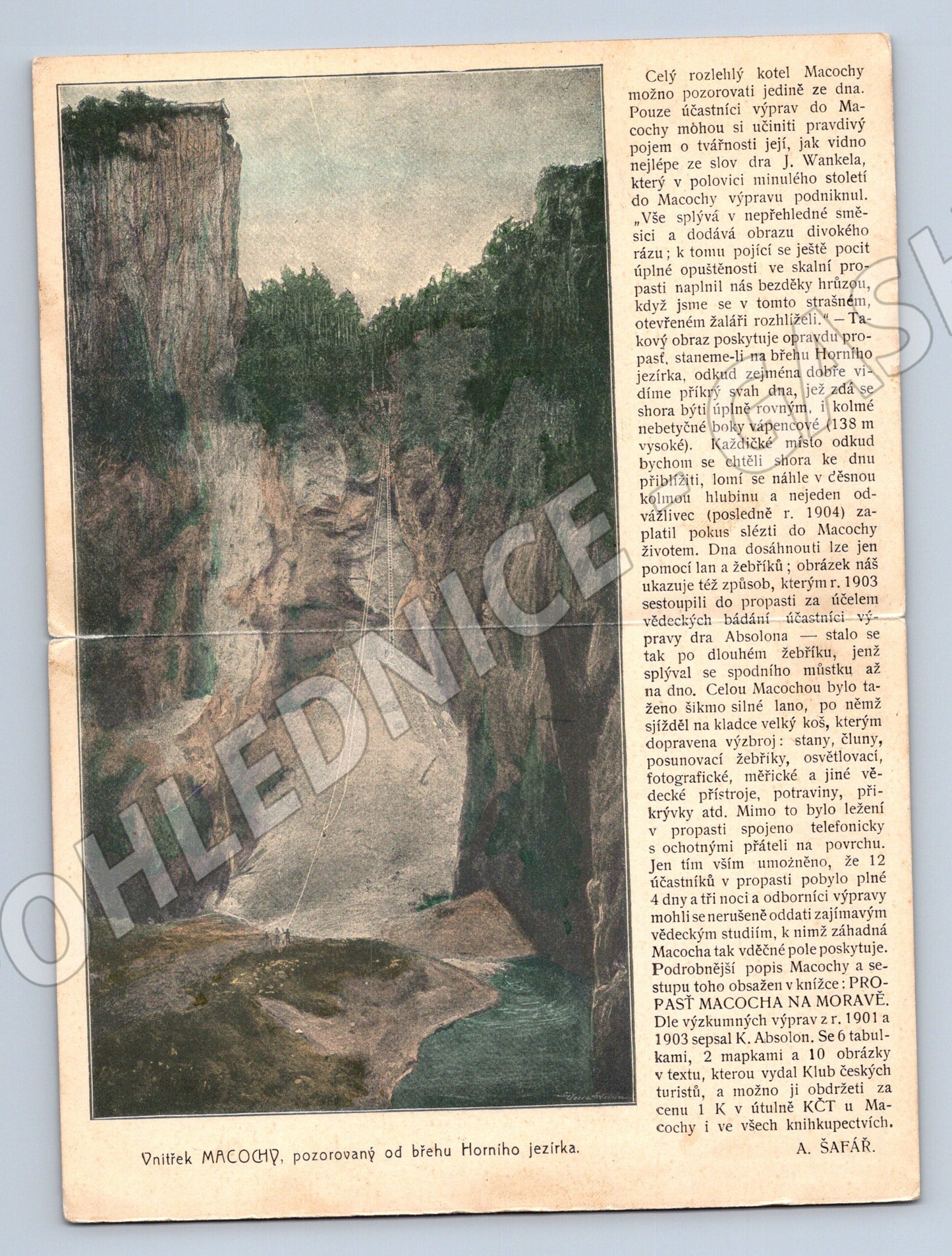 Pohlednice Macocha Moravský kras rozvírací 1913 (M19129)