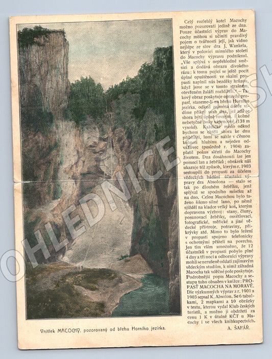 Pohlednice Macocha Moravský kras rozvírací 1913 (M19129)
