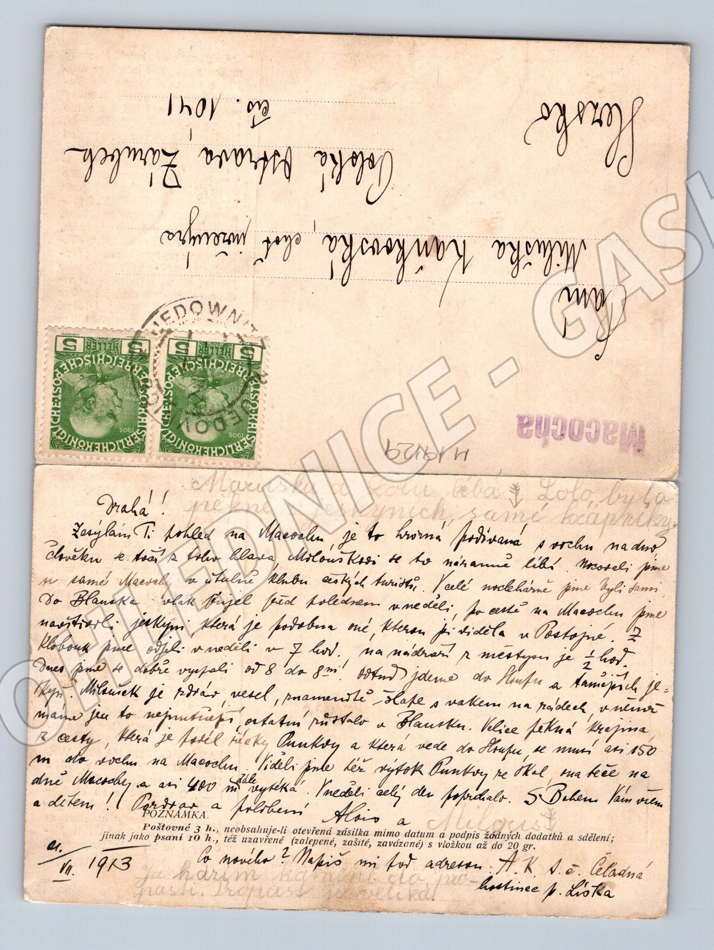 Pohlednice Macocha Moravský kras rozvírací 1913 (M19129)