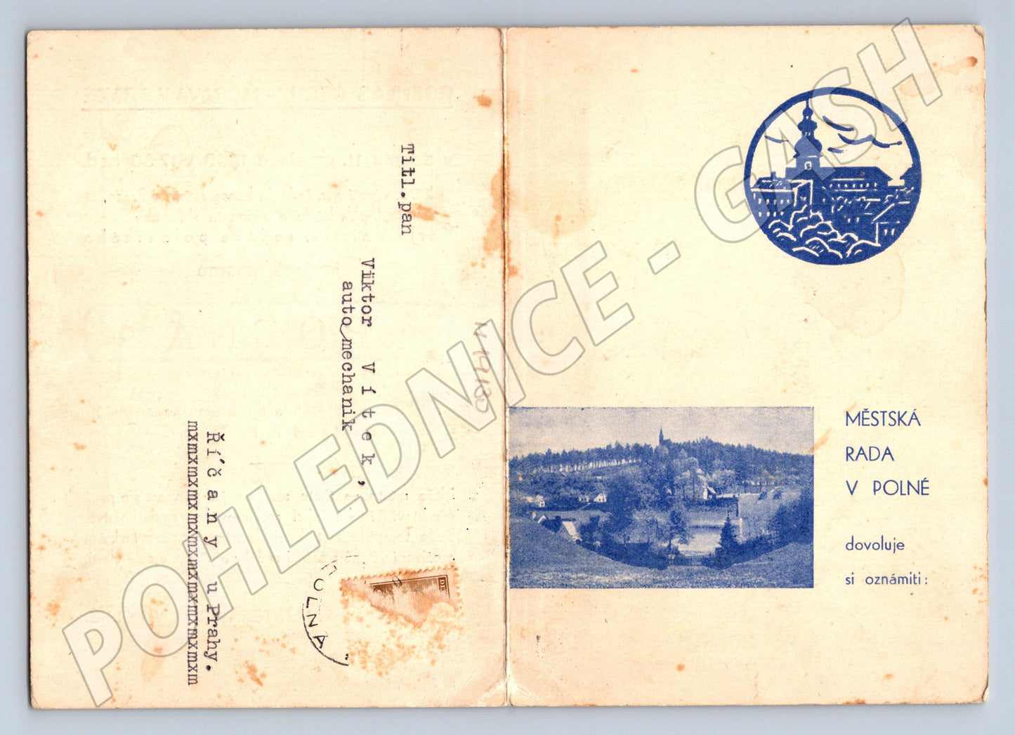 Pohlednice Polná Karla Hüblera rozvírací výročí (M19130)