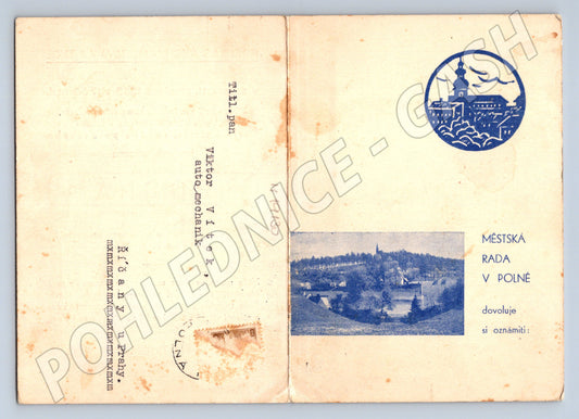 Pohlednice Polná Karla Hüblera rozvírací výročí (M19130)